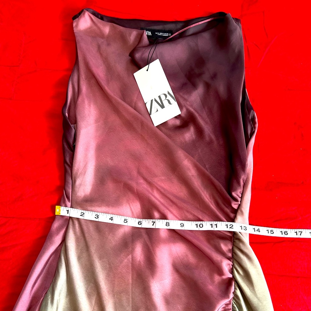 Zara Burgundy and Teal Gradient Midi Dress - Picture 10 of 11